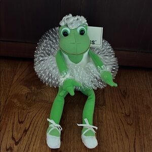 Vintage Russ Green Frog Plush with White Ballet Outfit